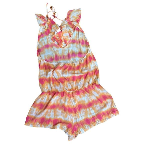 Victoria’s Secret Tie Dye Halter Ruffle Frill Shorts Romper Beach CoverUp - Picture 6 of 8